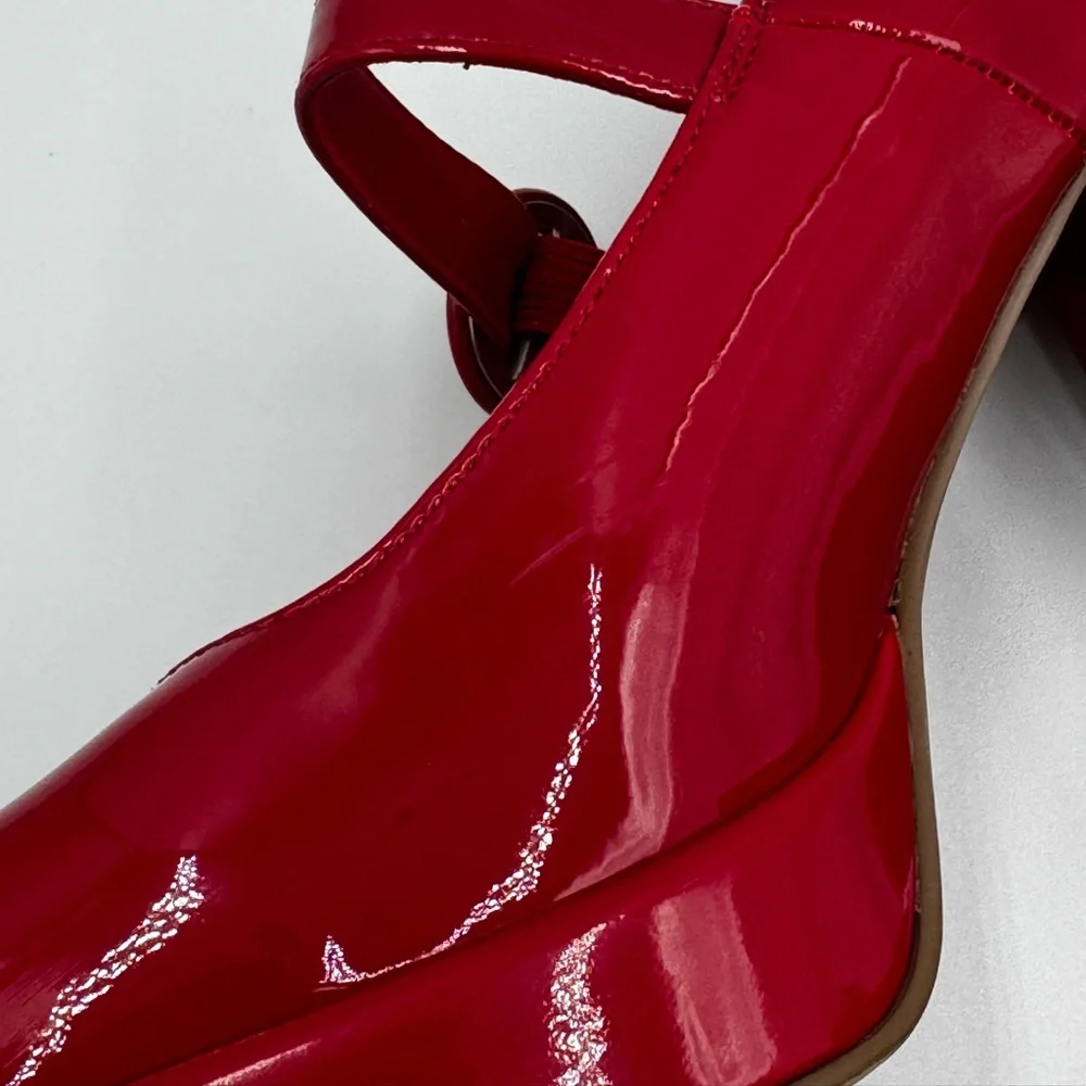 Red Patent Platform Mary Jane Heels | Block Heel Pumps | Size 8.5